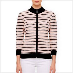 St. John Sport Knit Cardigan Jacket Striped Zip Front $900 New NWT Size M